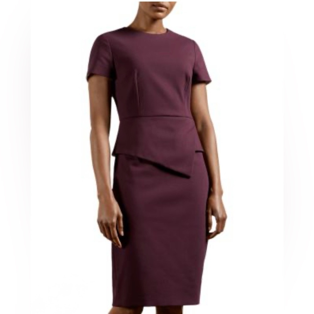 Ted Baker Elynah Peplum Sheeth Dress in Plum